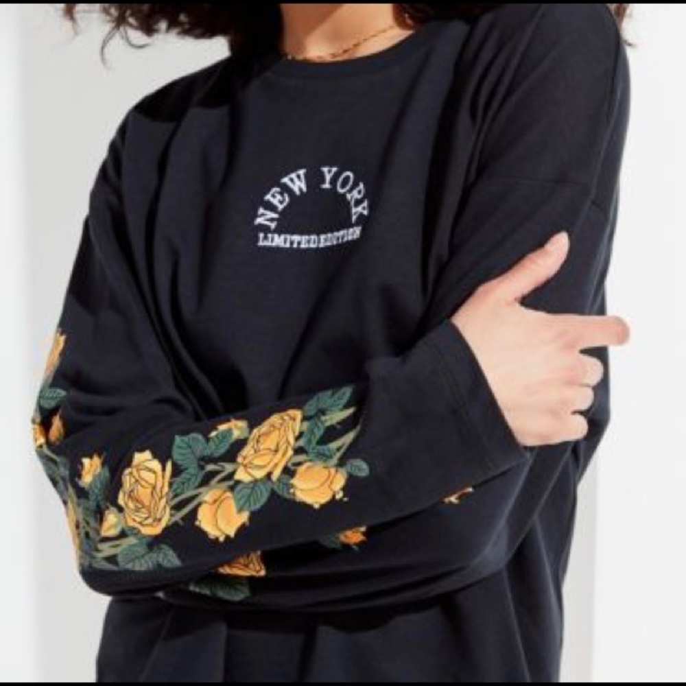 Yellow Rose Long Sleeve Top Urban Outfitters
